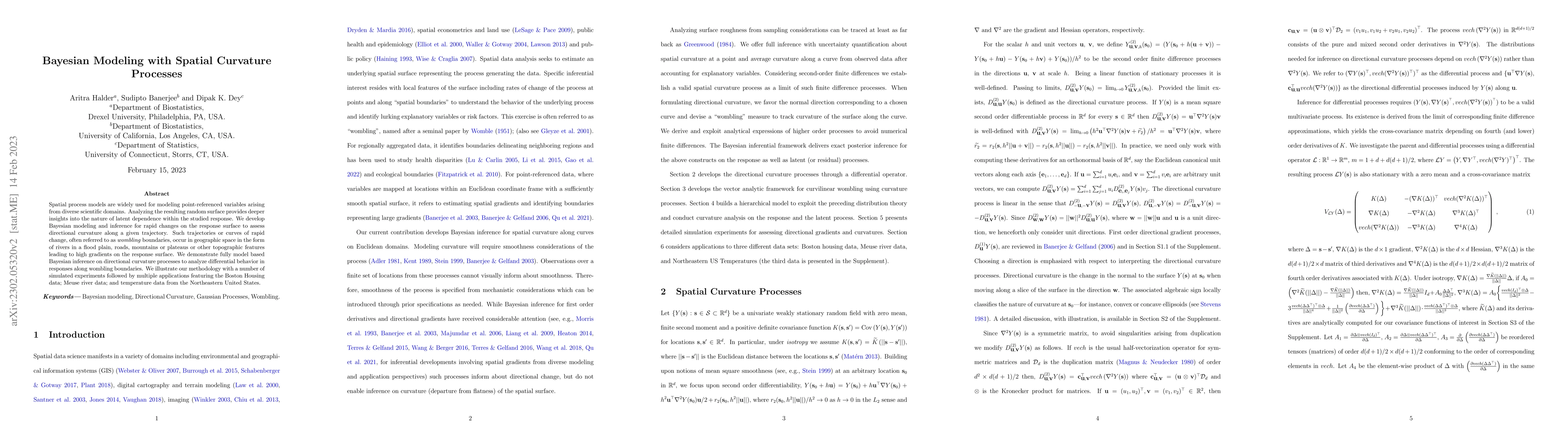 Thumbnail for Bayesian modeling with spatial curvature processes