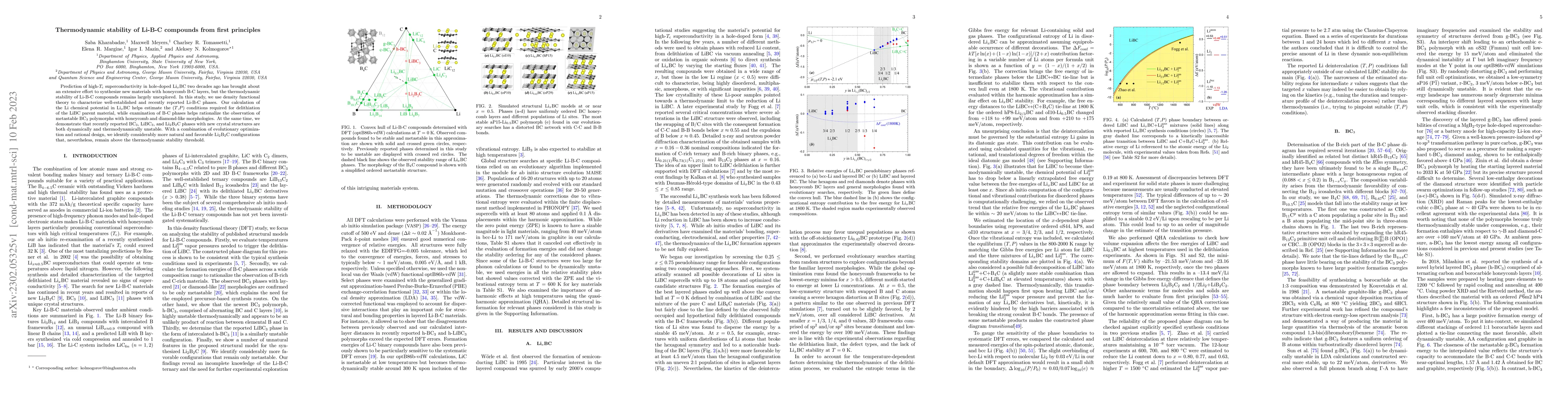 Thumbnail for Thermodynamic stability of Li-B-C compounds from first principles
