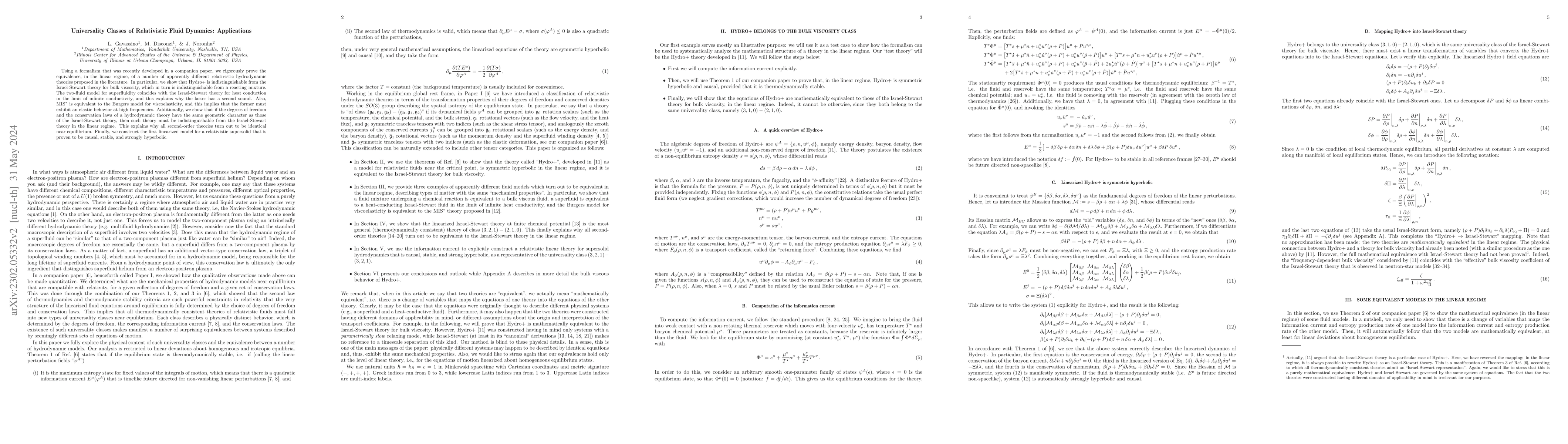 Thumbnail for Universality Classes of Relativistic Fluid Dynamics: Applications