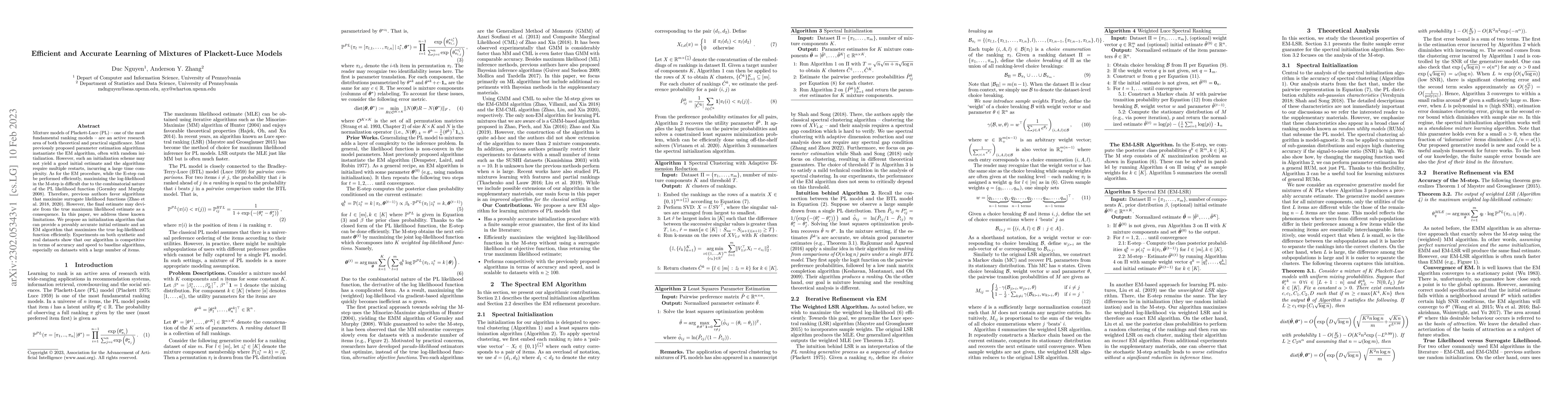 Thumbnail for Efficient and Accurate Learning of Mixtures of Plackett-Luce Models