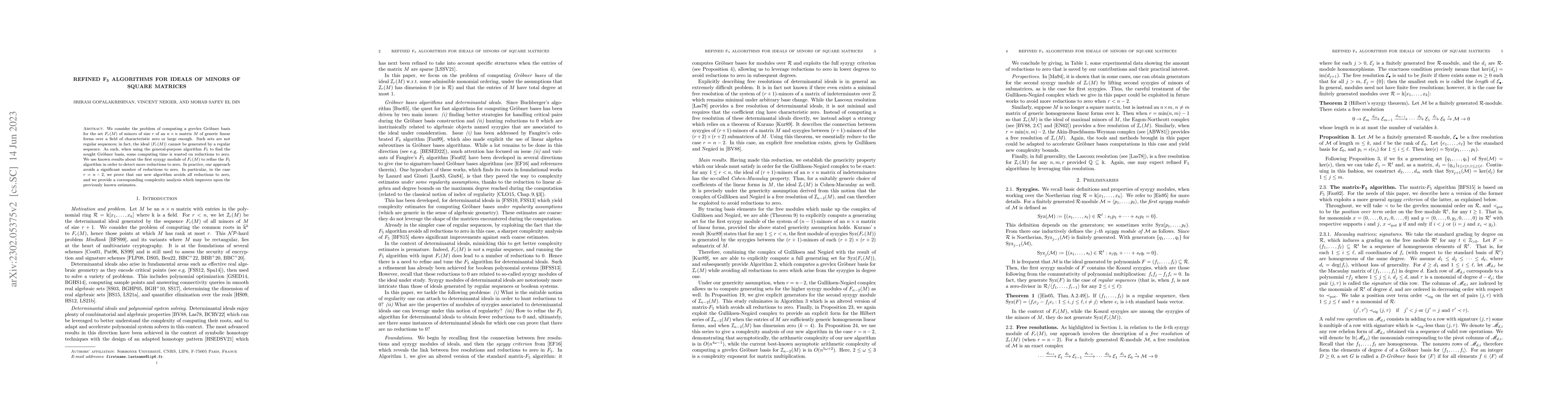 Thumbnail for Refined $F_5$ Algorithms for Ideals of Minors of Square Matrices