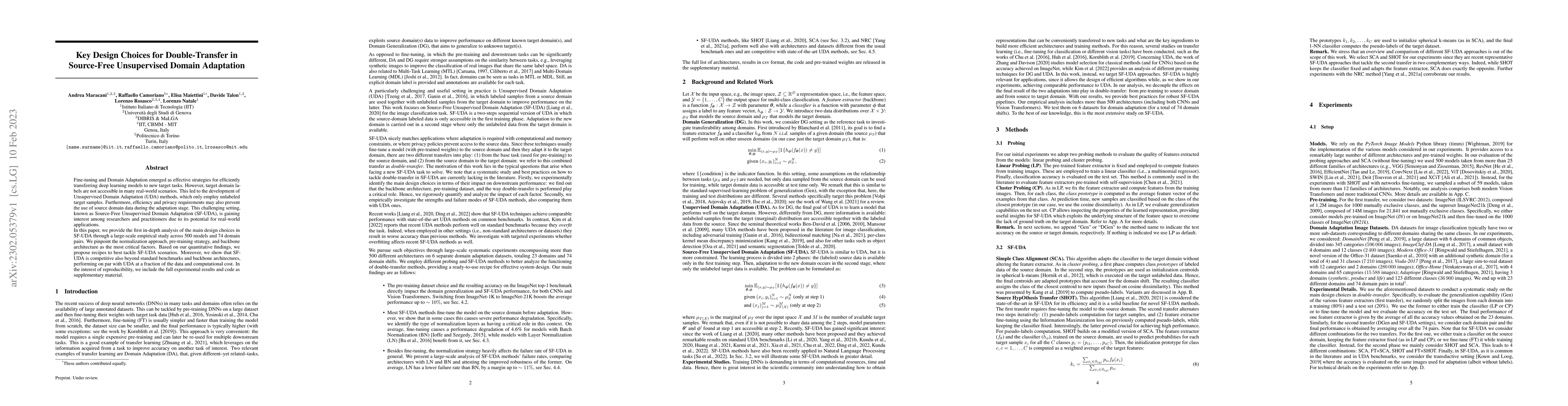 Thumbnail for Key Design Choices for Double-Transfer in Source-Free Unsupervised
  Domain Adaptation