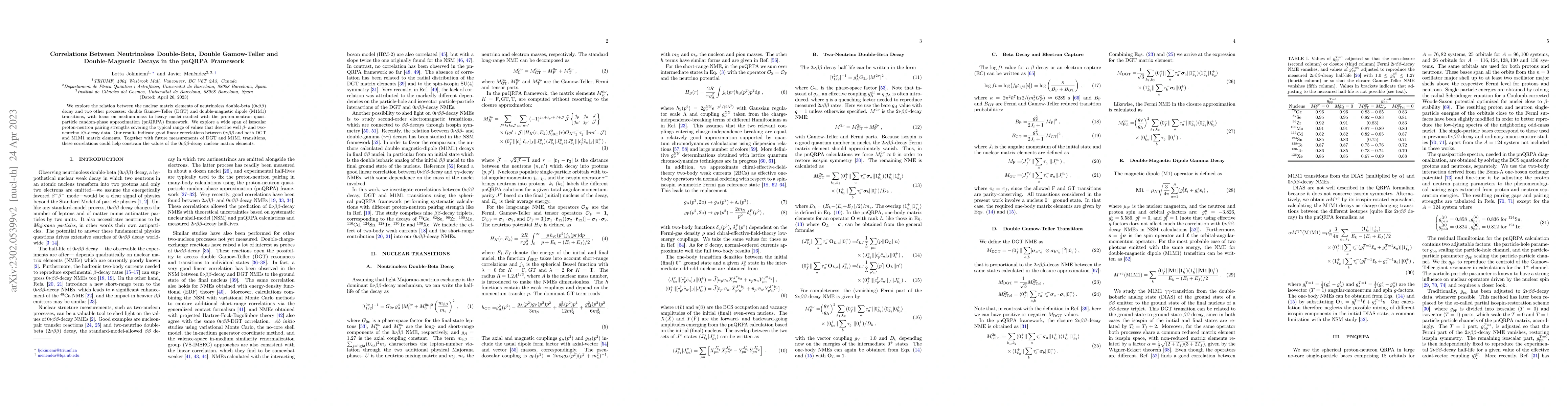 Thumbnail for Correlations Between Neutrinoless Double-Beta, Double Gamow-Teller and
  Double-Magnetic Decays in the pnQRPA Framework