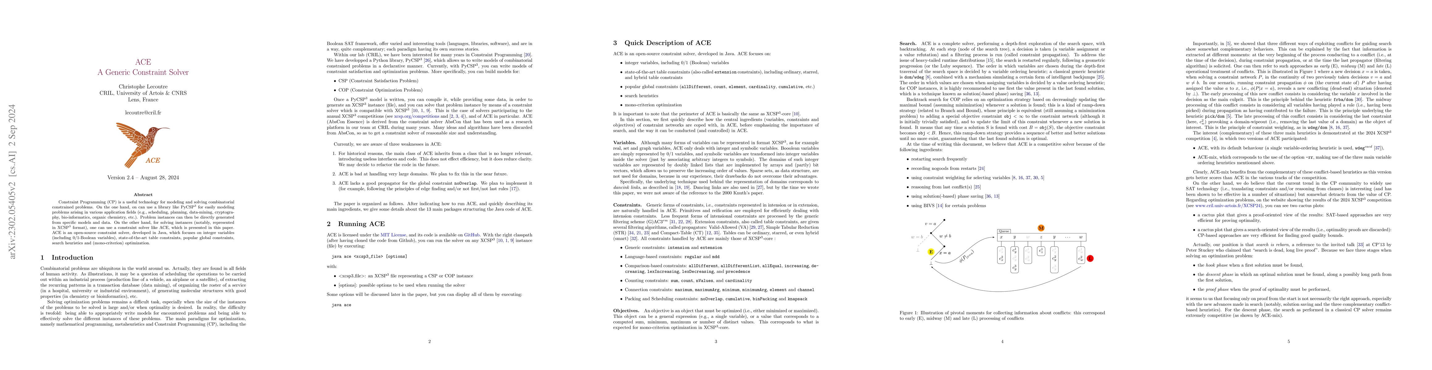 Thumbnail for ACE, a generic constraint solver