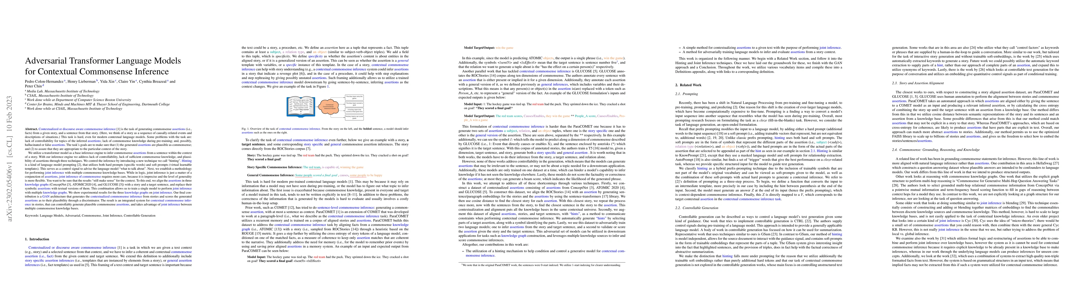 Thumbnail for Adversarial Transformer Language Models for Contextual Commonsense
  Inference