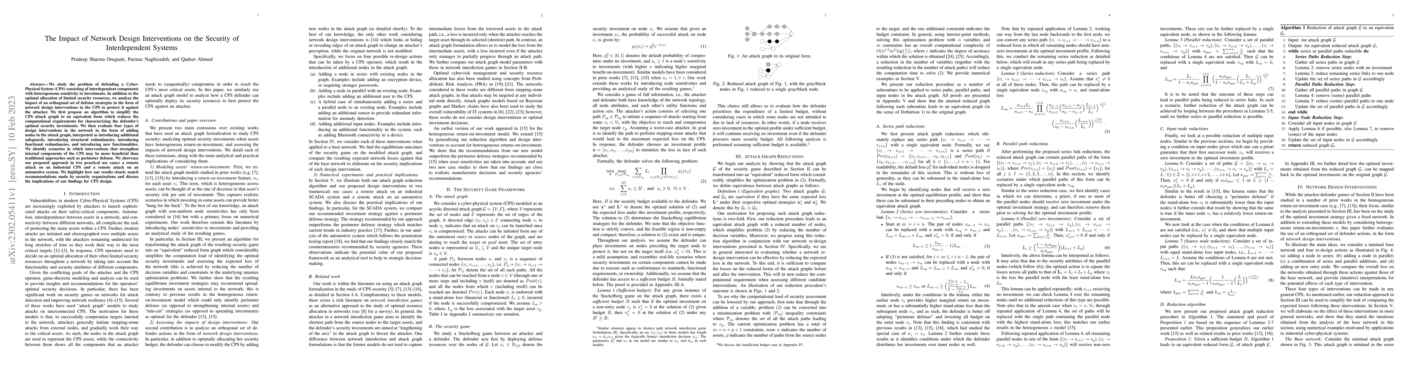 Thumbnail for The Impact of Network Design Interventions on the Security of
  Interdependent Systems