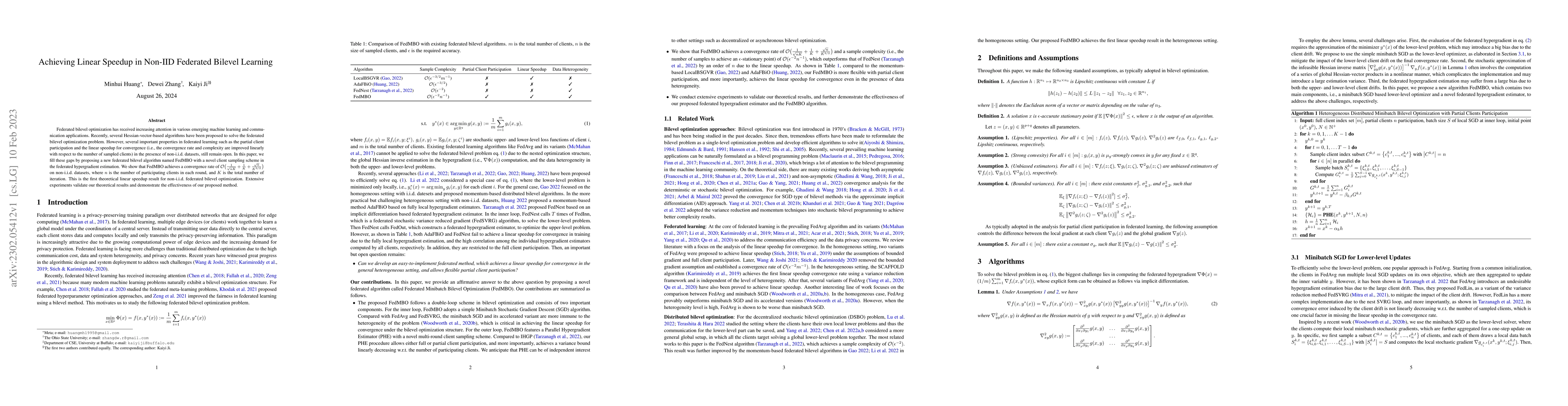 Thumbnail for Achieving Linear Speedup in Non-IID Federated Bilevel Learning