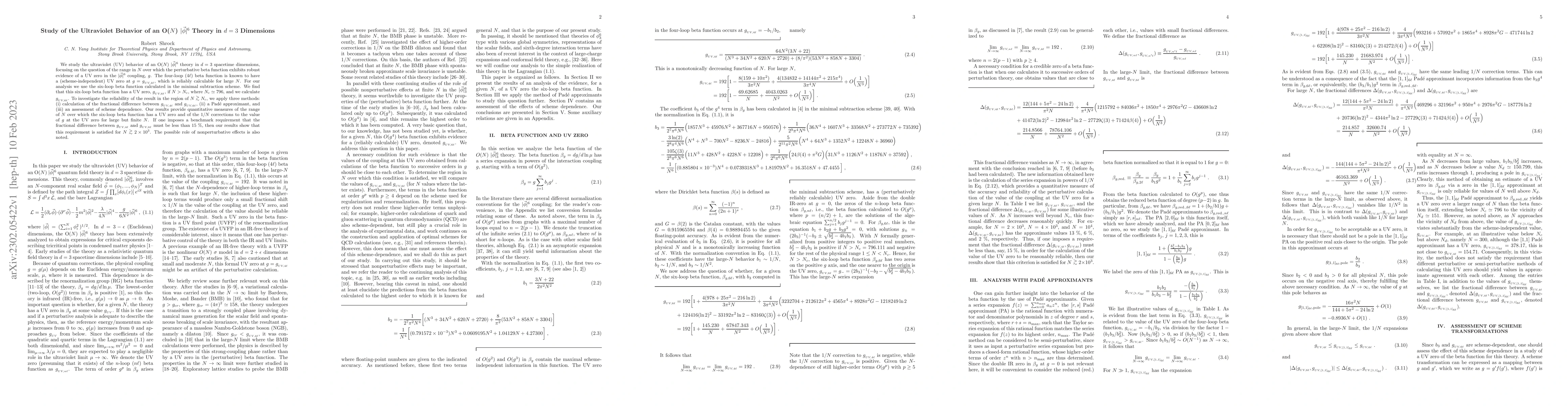 Thumbnail for Study of the Ultraviolet Behavior of an O($N$) $|\vec \phi|^6$ Theory in
  $d=3$ Dimensions