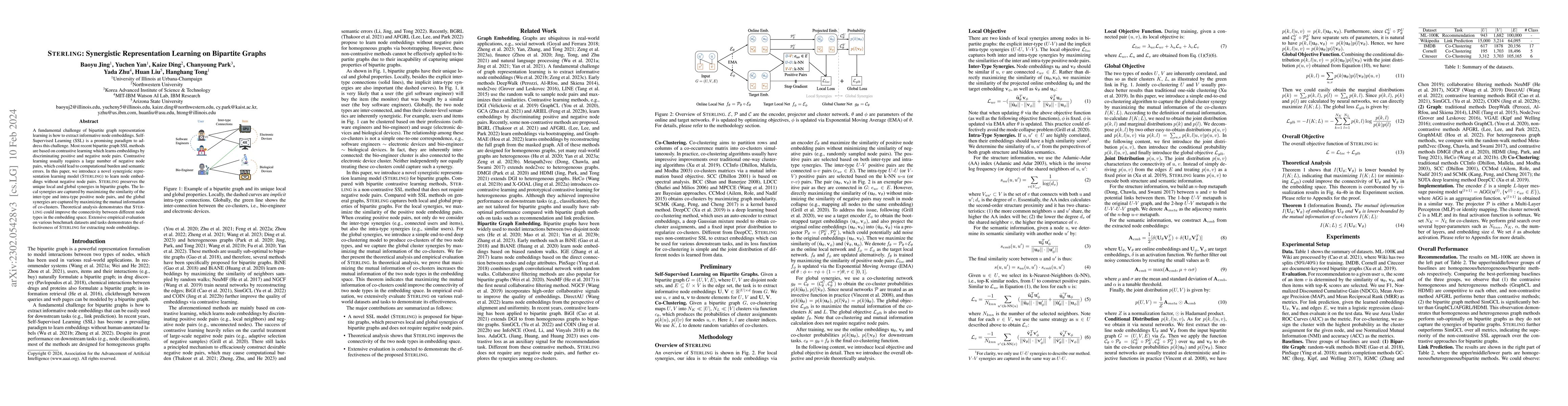 Thumbnail for STERLING: Synergistic Representation Learning on Bipartite Graphs