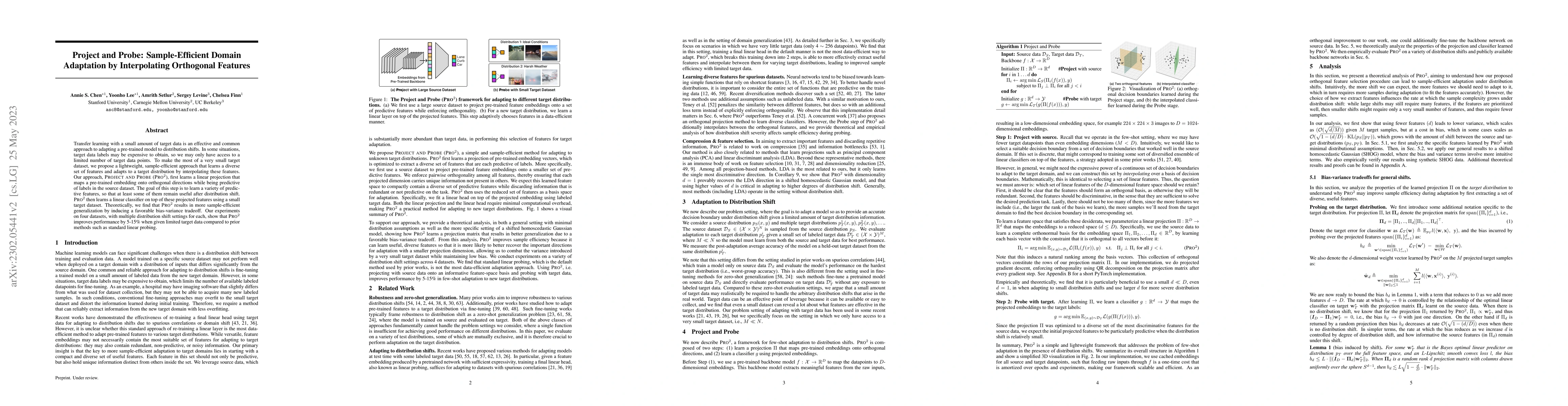 Thumbnail for Project and Probe: Sample-Efficient Domain Adaptation by Interpolating
  Orthogonal Features