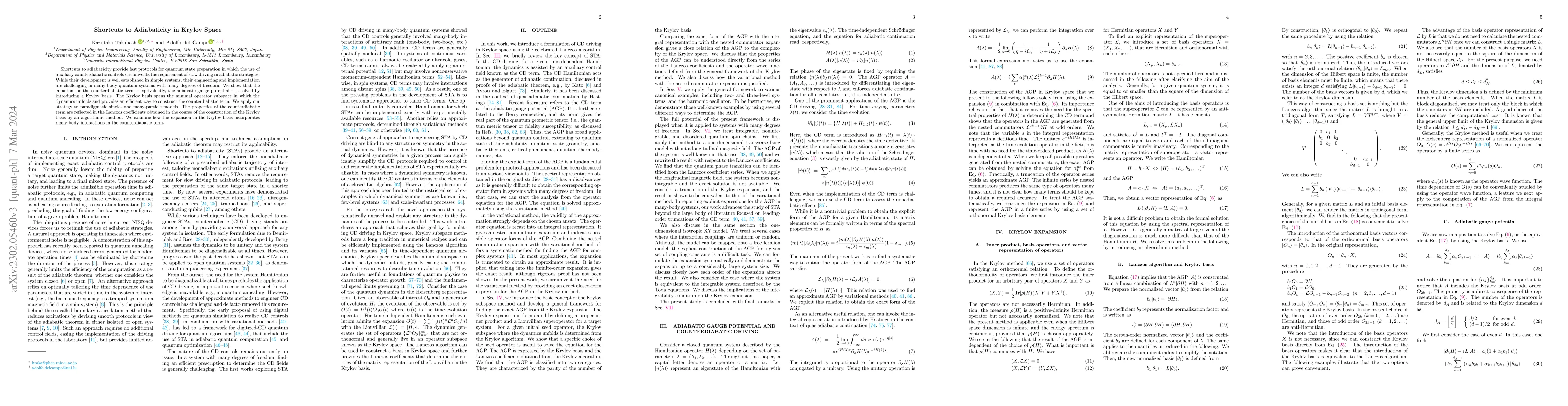 Thumbnail for Shortcuts to Adiabaticity in Krylov Space