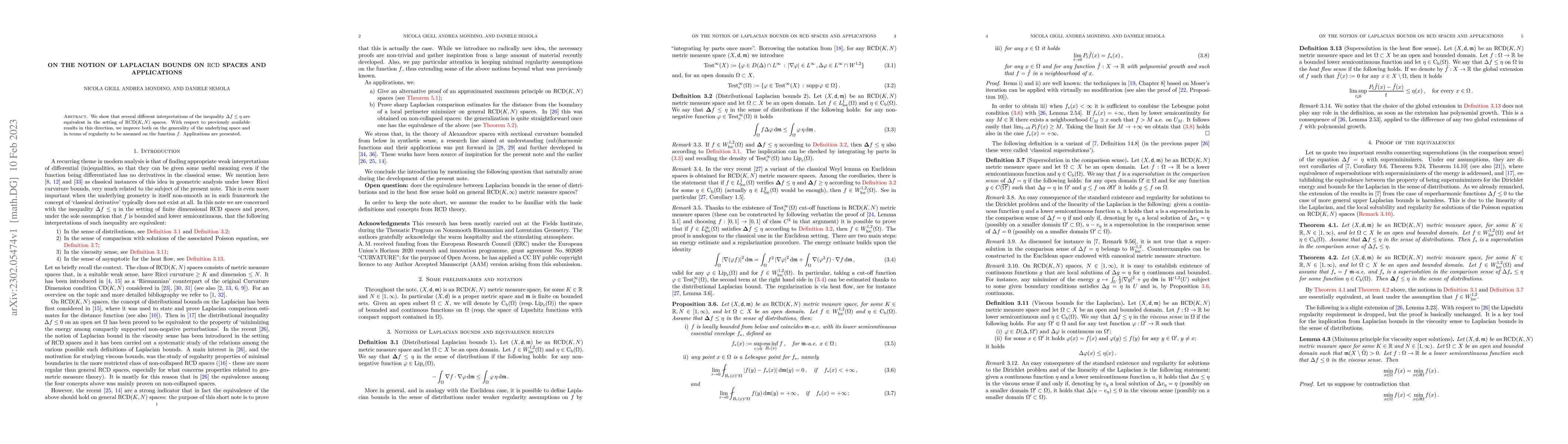 Thumbnail for On the notion of Laplacian bounds on $\mathrm{RCD}$ spaces and
  applications