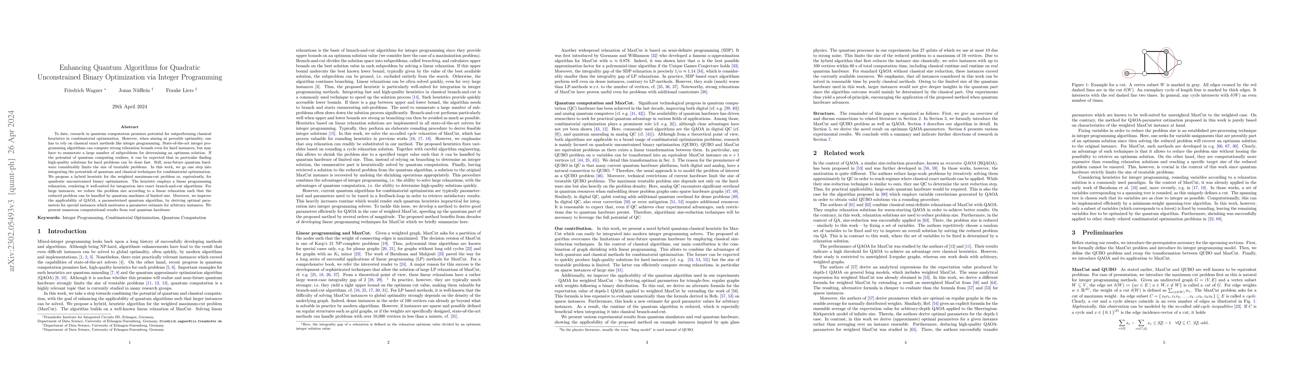 Thumbnail for Enhancing Quantum Algorithms for Quadratic Unconstrained Binary
  Optimization via Integer Programming