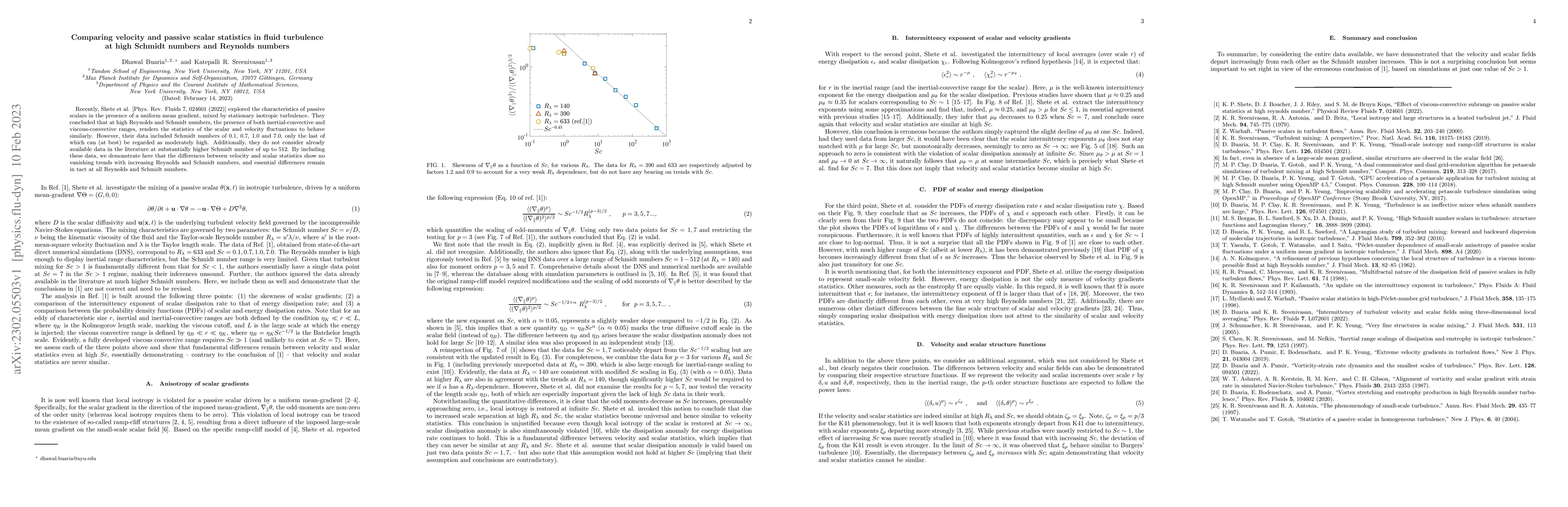 Thumbnail for Comparing velocity and passive scalar statistics in fluid turbulence at
  high Schmidt numbers and Reynolds numbers