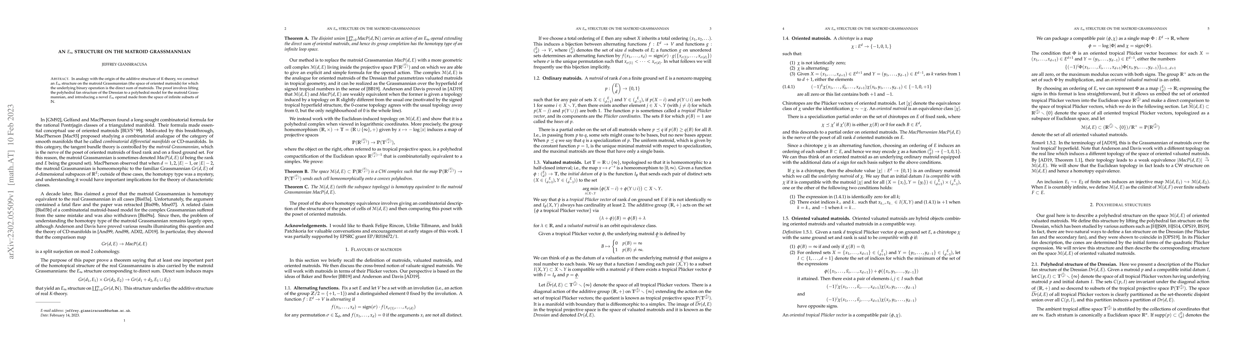 Thumbnail for An $E_\infty$ structure on the matroid grassmannian
