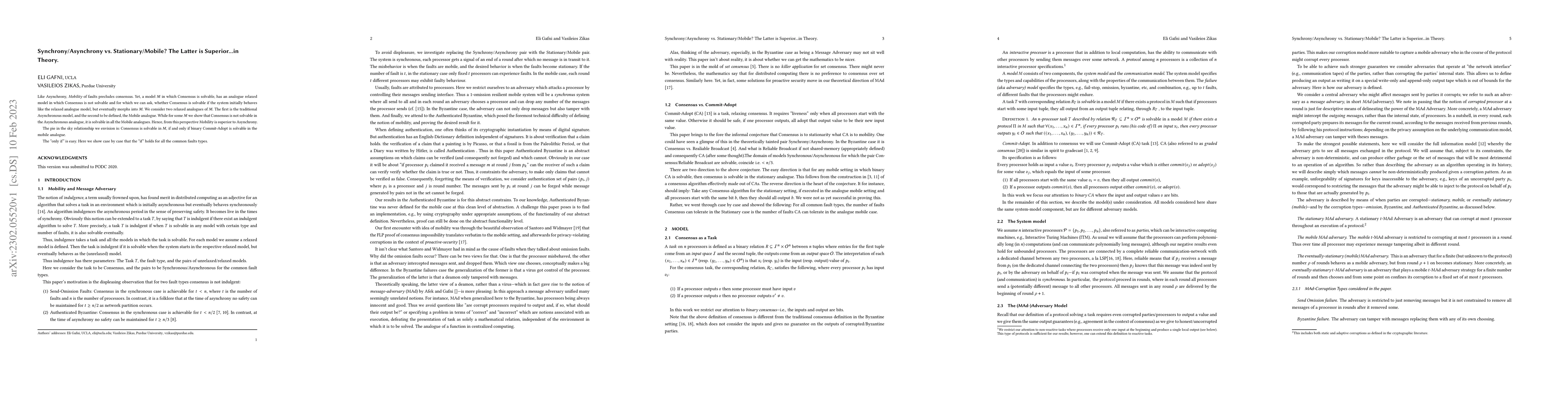 Thumbnail for Synchrony/Asynchrony vs. Stationary/Mobile? The Latter is Superior...in
  Theory