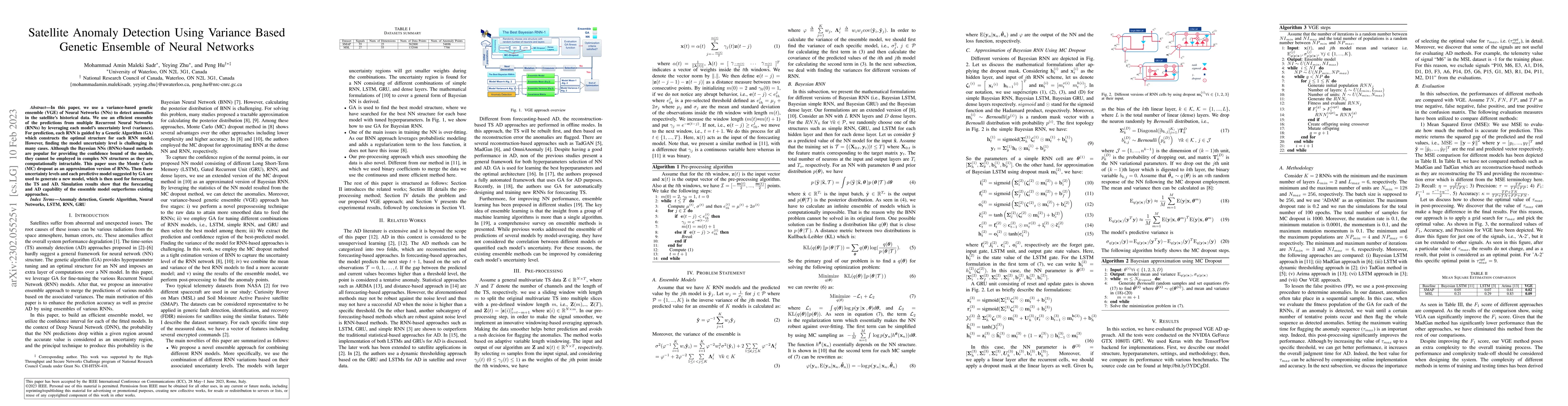 Thumbnail for Satellite Anomaly Detection Using Variance Based Genetic Ensemble of
  Neural Networks