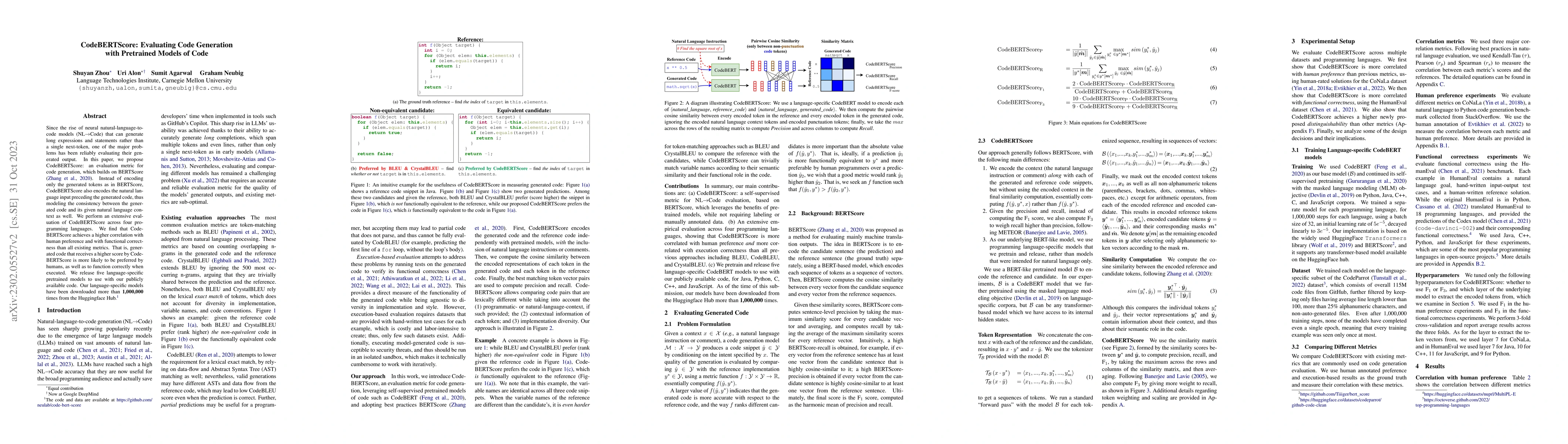 Thumbnail for CodeBERTScore: Evaluating Code Generation with Pretrained Models of Code