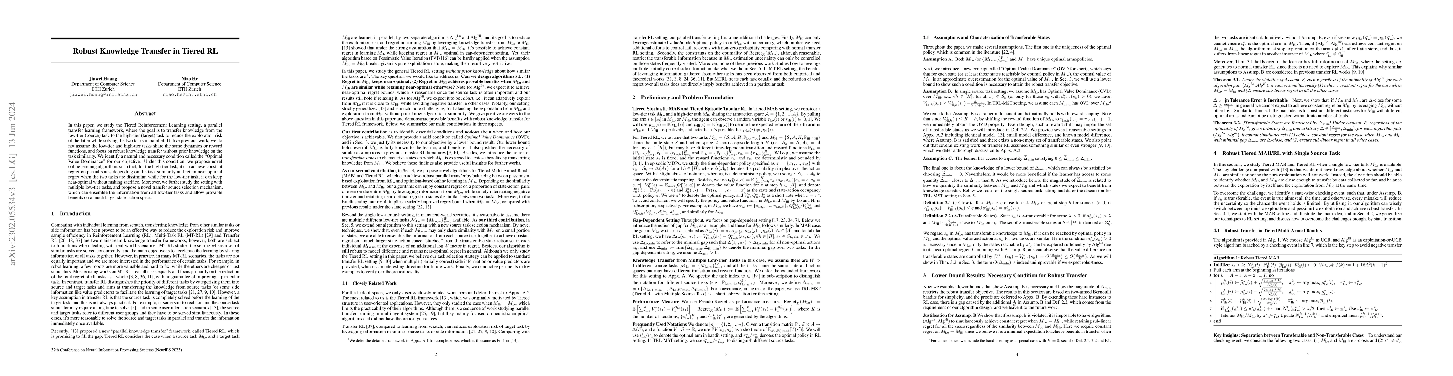 Thumbnail for Robust Knowledge Transfer in Tiered Reinforcement Learning