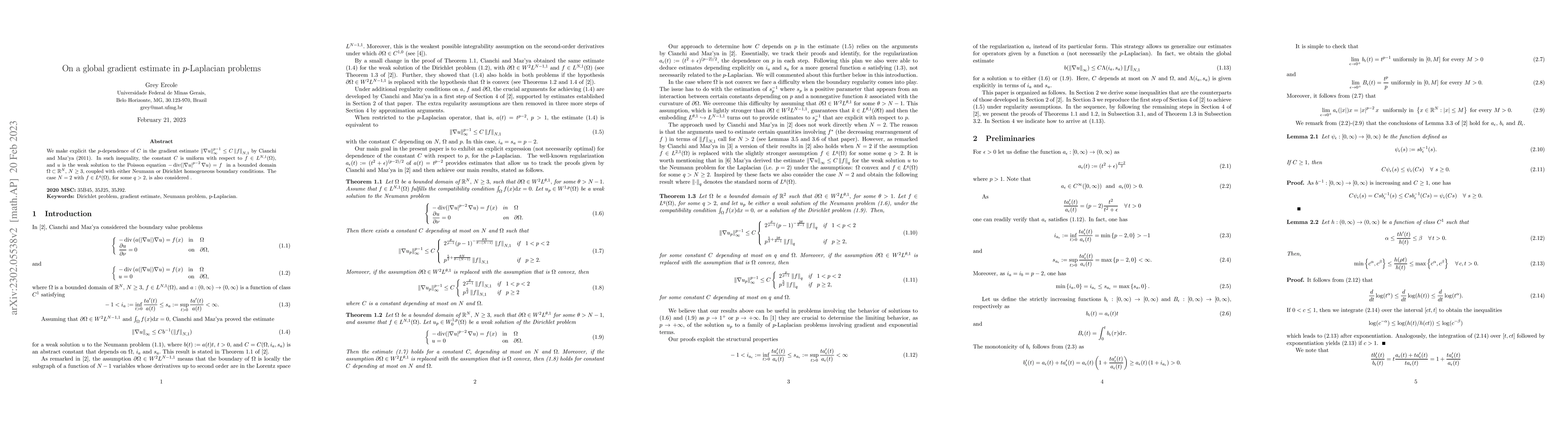 Thumbnail for On a global gradient estimate in $p$-Laplacian problems