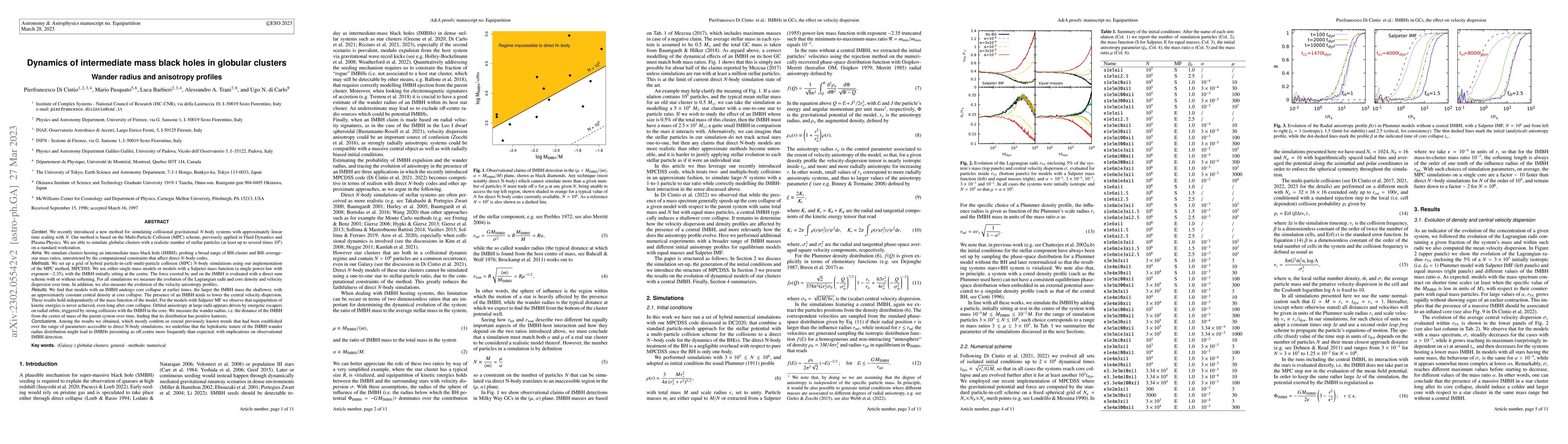 Thumbnail for Dynamics of intermediate mass black holes in globular clusters. Wander
  radius and anisotropy profiles