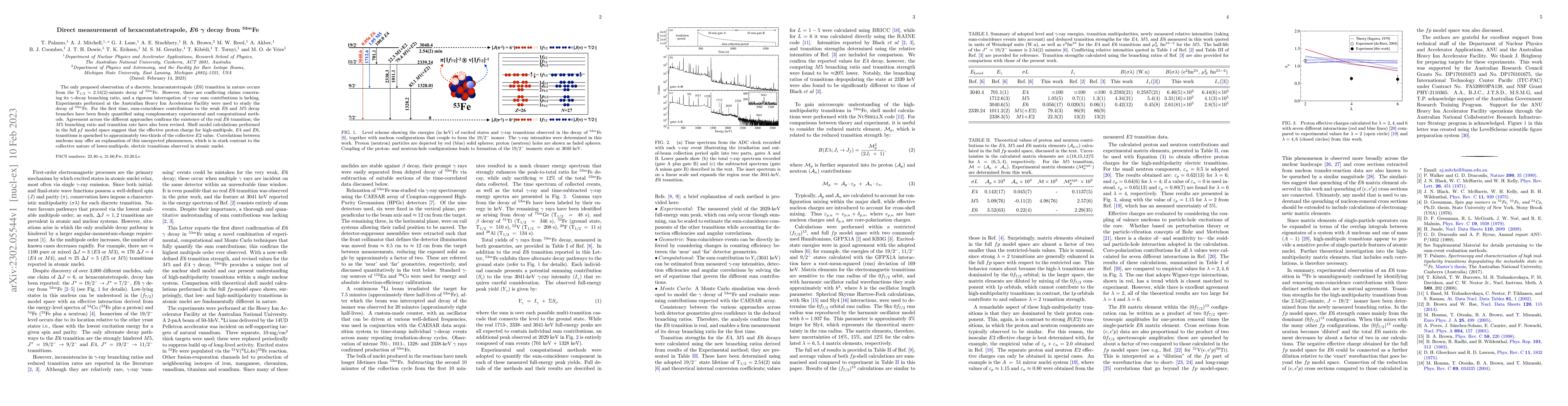 Thumbnail for Direct measurement of hexacontatetrapole, $\textbf{E6}$ {\gamma} decay
  from $^{\textbf{53m}}$Fe