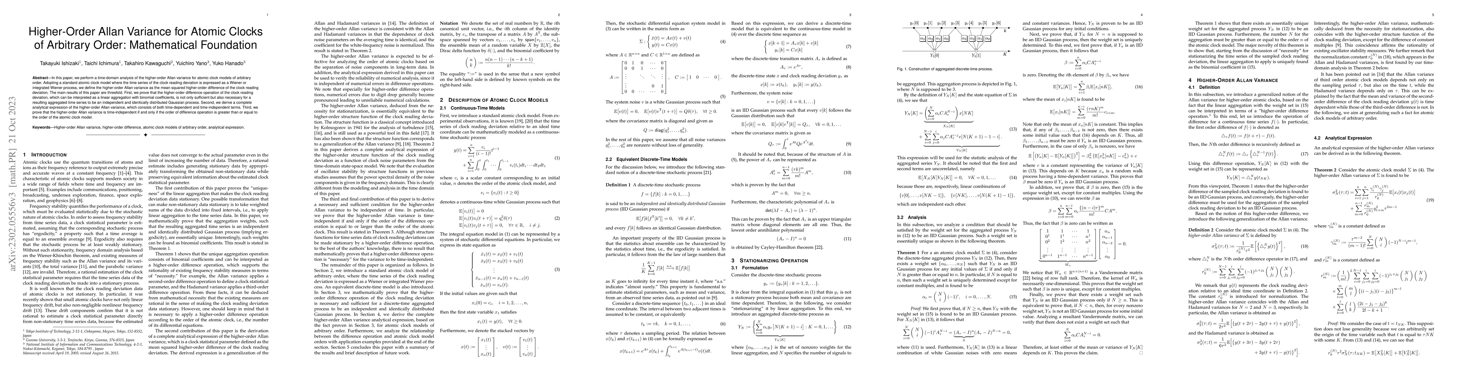 Thumbnail for Higher-Order Allan Variance for Atomic Clocks of Arbitrary Order:
  Mathematical Foundation