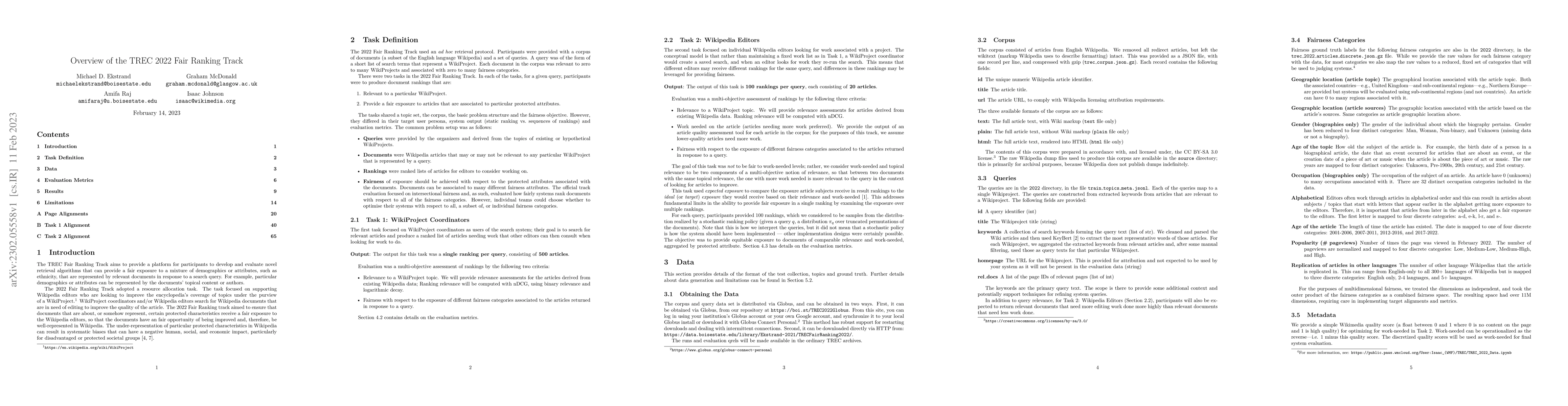 Thumbnail for Overview of the TREC 2022 Fair Ranking Track