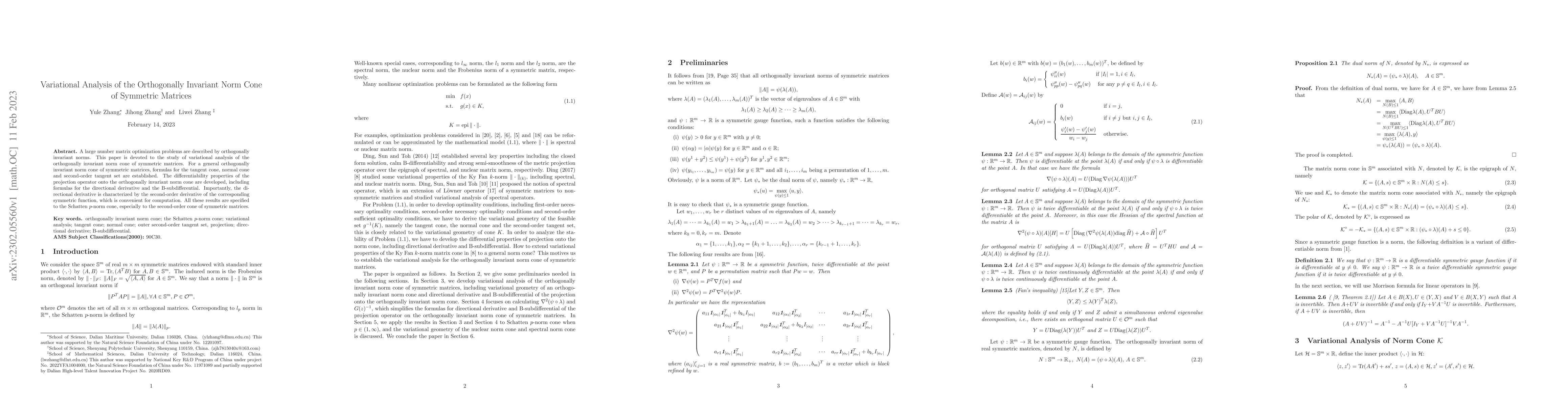 Thumbnail for Variational Analysis of the Orthogonally Invariant Norm Cone of
  Symmetric Matrices