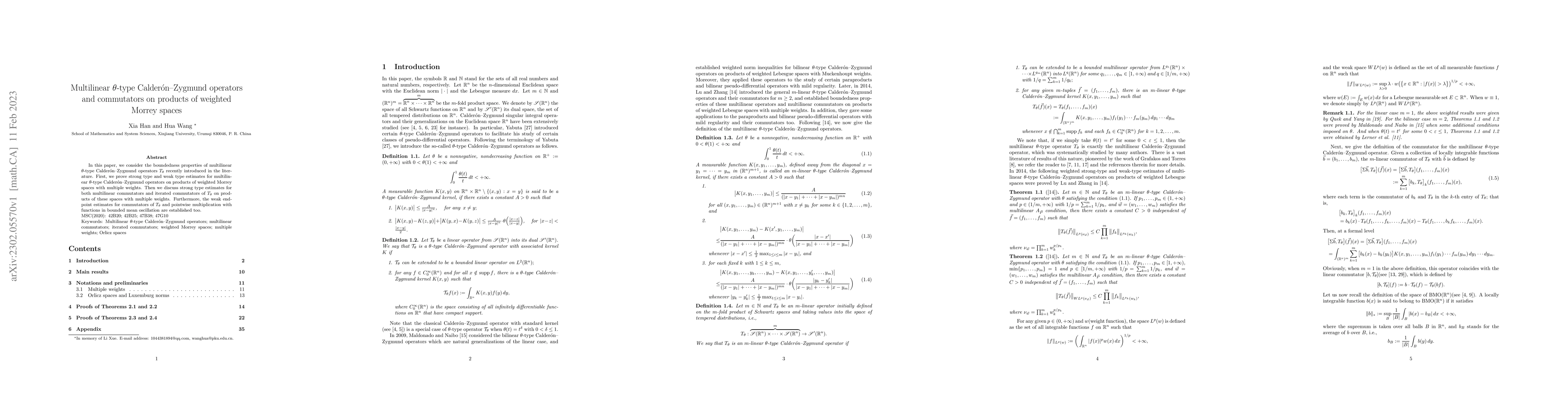 Thumbnail for Multilinear $\theta$-type Calder\'on--Zygmund operators and commutators
  on products of weighted Morrey spaces