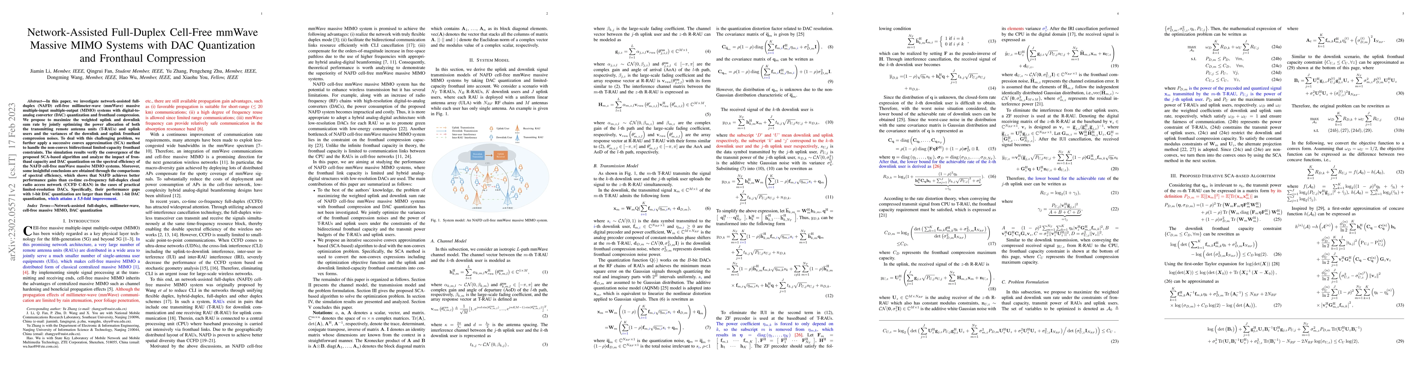 Thumbnail for Network-Assisted Full-Duplex Cell-Free mmWave Massive MIMO Systems with
  DAC Quantization and Fronthaul Compression