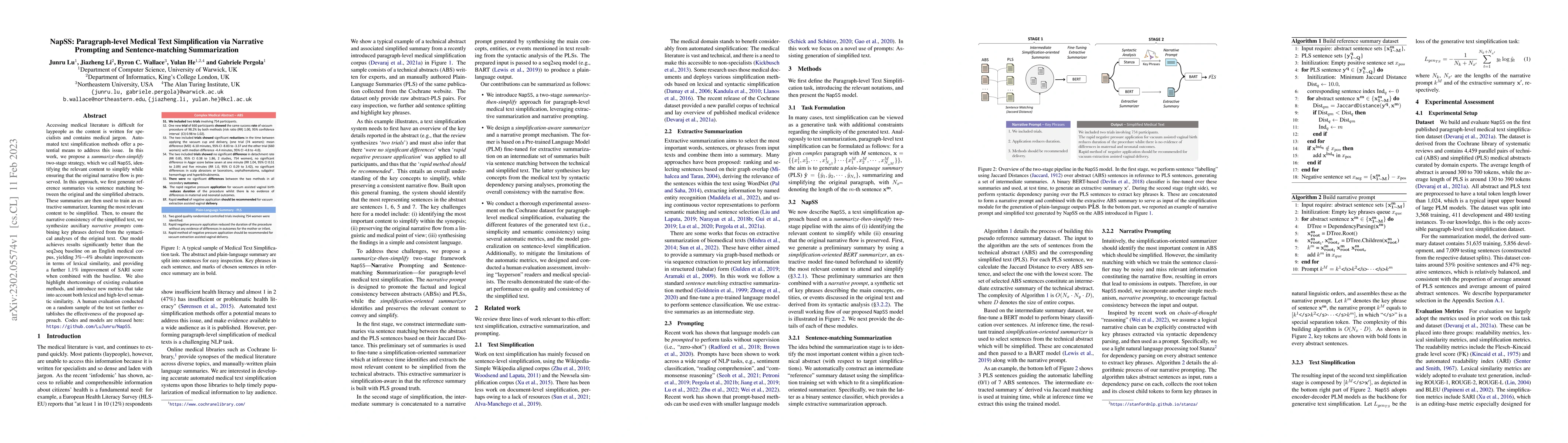 Thumbnail for NapSS: Paragraph-level Medical Text Simplification via Narrative
  Prompting and Sentence-matching Summarization