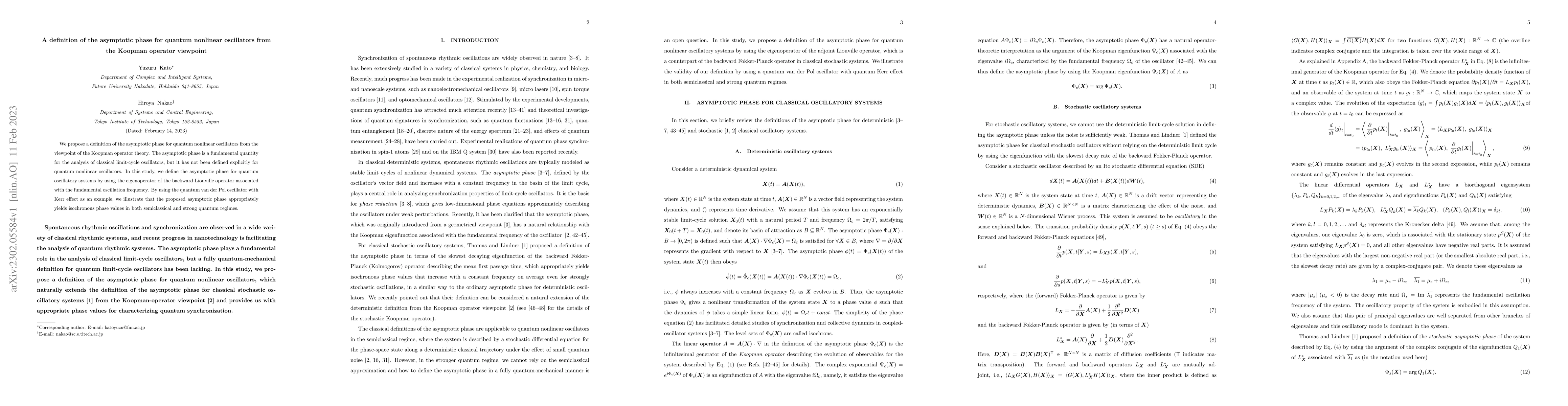 Thumbnail for A definition of the asymptotic phase for quantum nonlinear oscillators
  from the Koopman operator viewpoint
