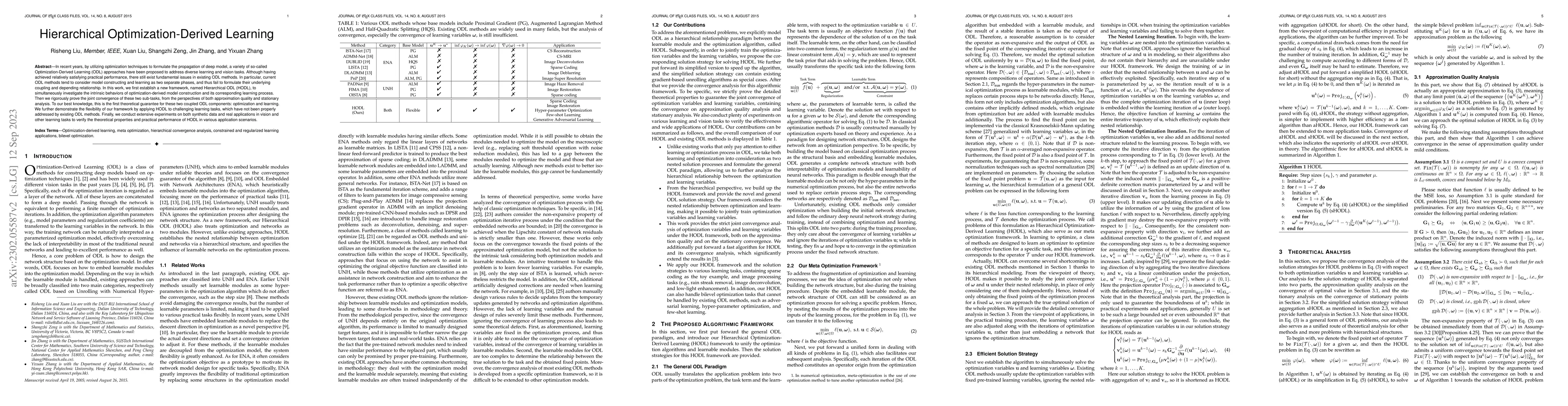 Thumbnail for Hierarchical Optimization-Derived Learning