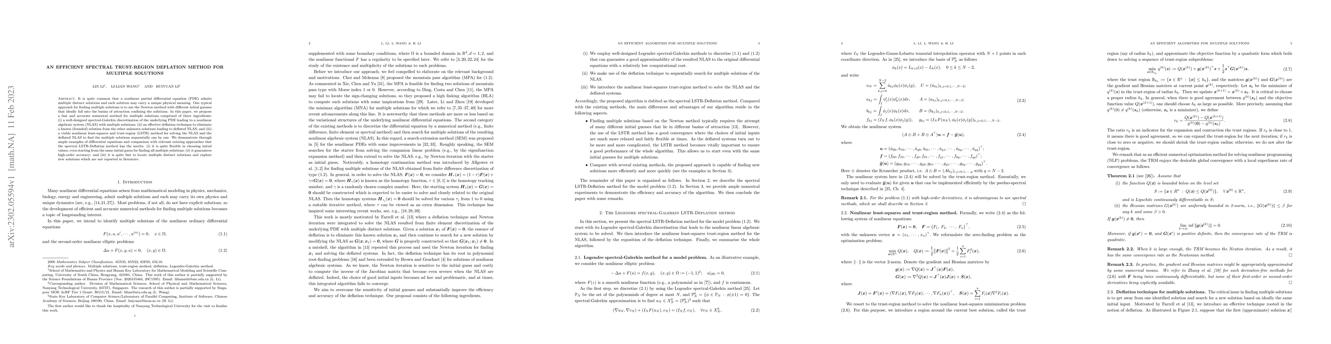 Thumbnail for An Efficient Spectral Trust-Region Deflation Method for Multiple
  Solutions