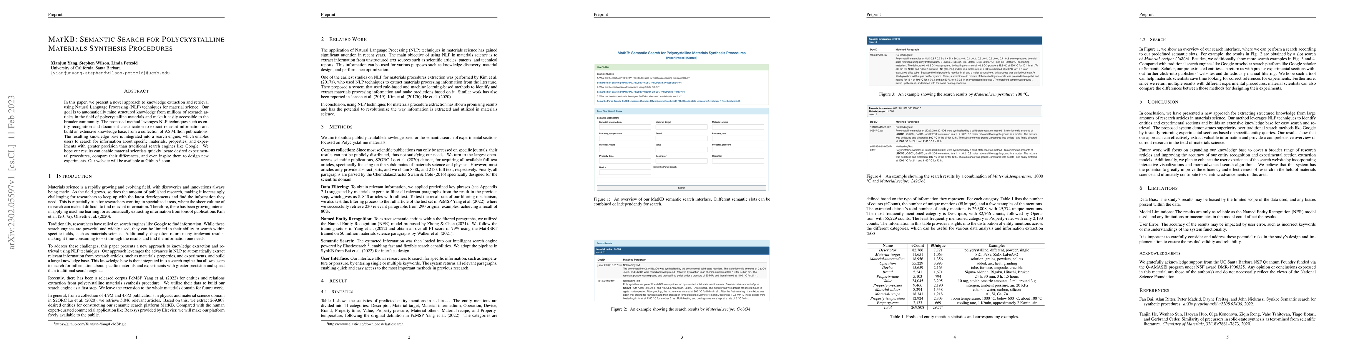 Thumbnail for MatKB: Semantic Search for Polycrystalline Materials Synthesis
  Procedures