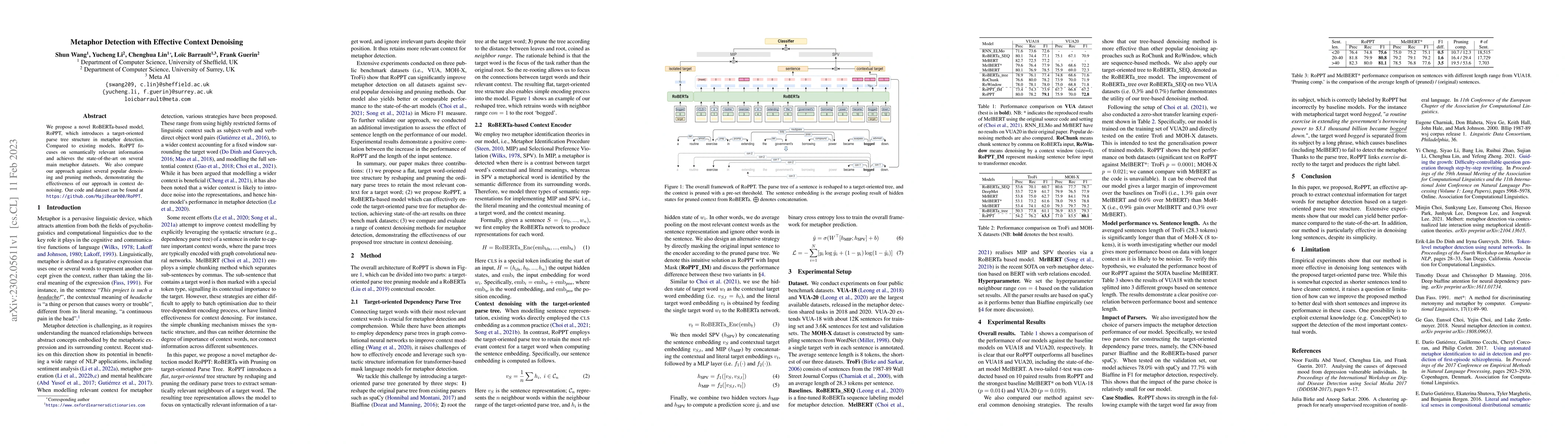 Thumbnail for Metaphor Detection with Effective Context Denoising