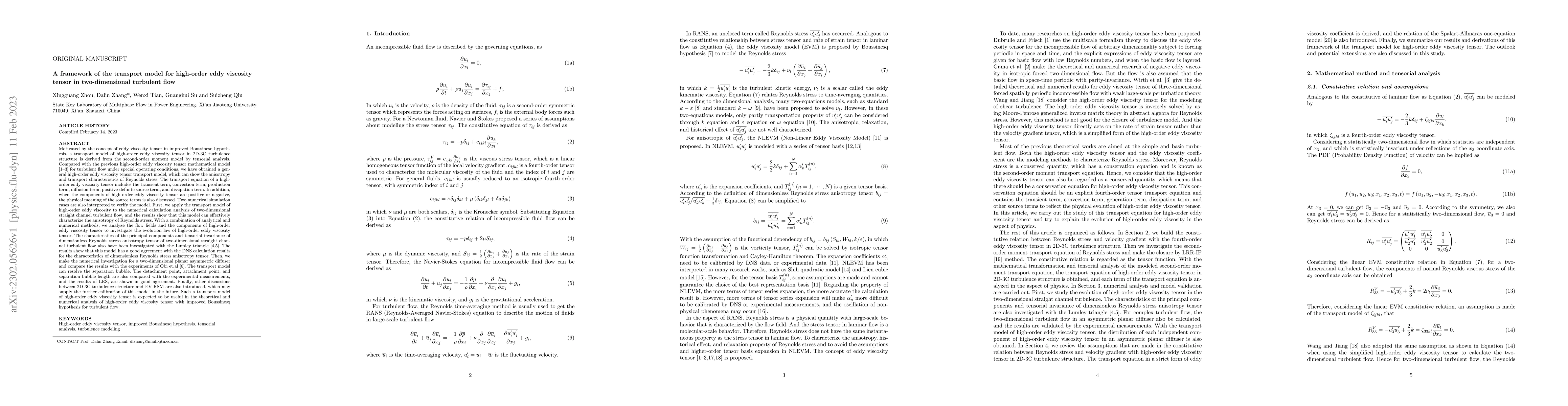 Thumbnail for A framework of the transport model for high-order eddy viscosity tensor
  in two-dimensional turbulent flow