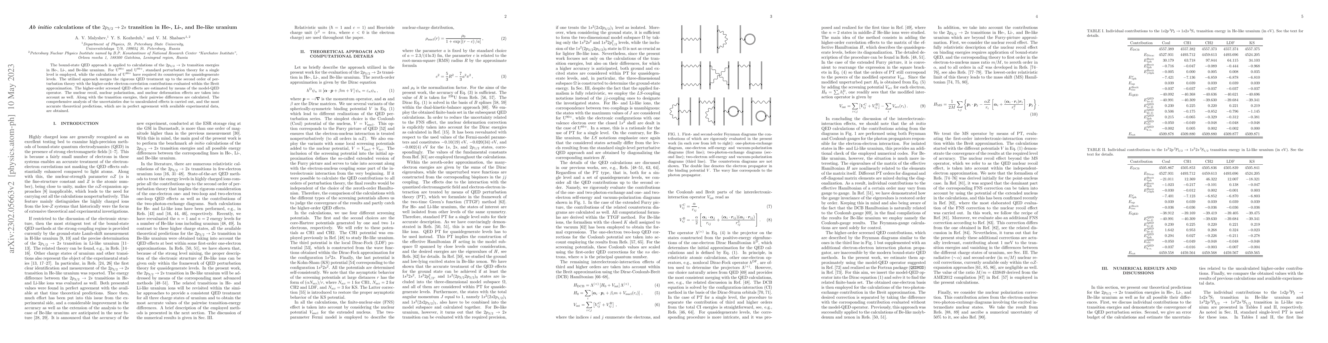 Thumbnail for Ab initio calculations of the $2p_{3/2} \rightarrow 2s$ transition in
  He-, Li-, and Be-like uranium