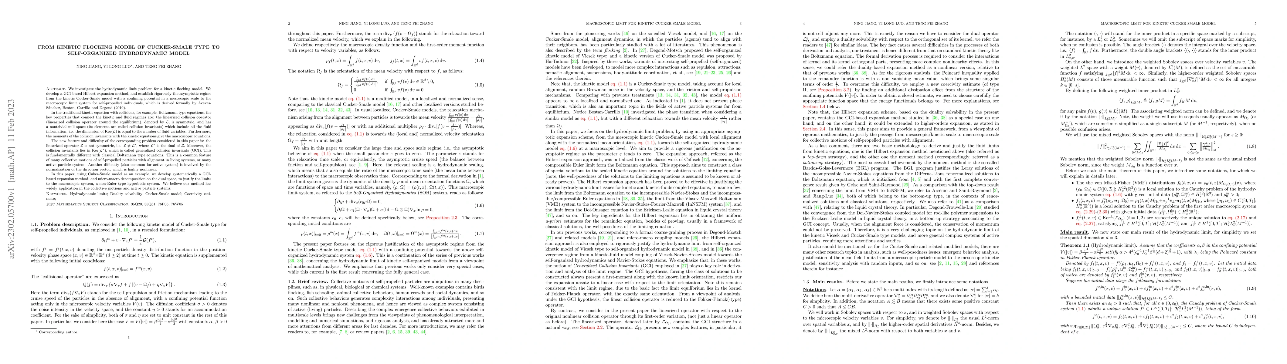 Thumbnail for From Kinetic Flocking Model of Cucker-Smale Type to Self-Organized
  Hydrodynamic model