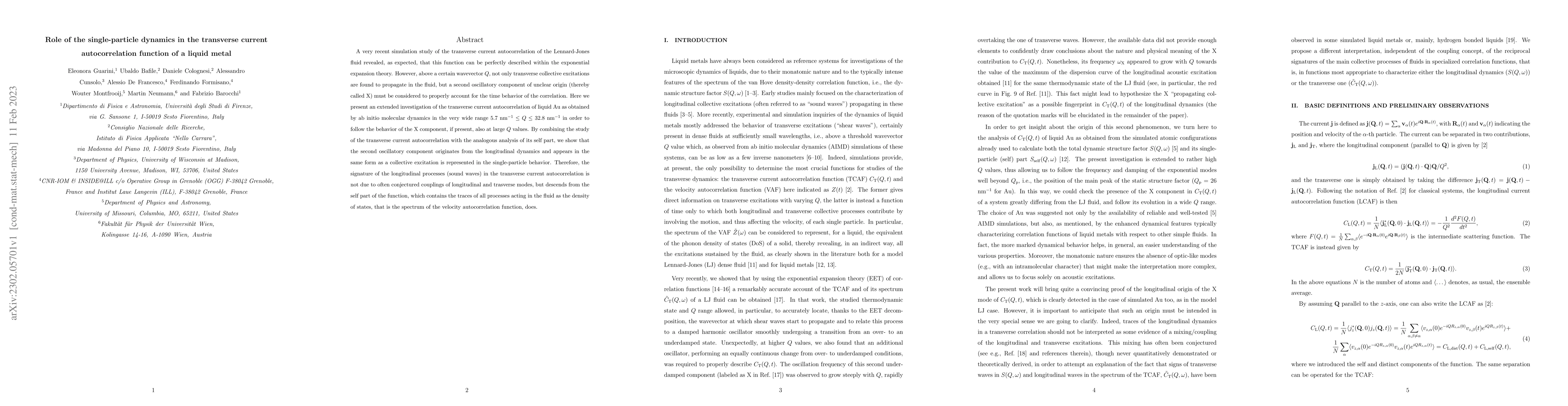 Thumbnail for Role of the single-particle dynamics in the transverse current
  autocorrelation function of a liquid metal
