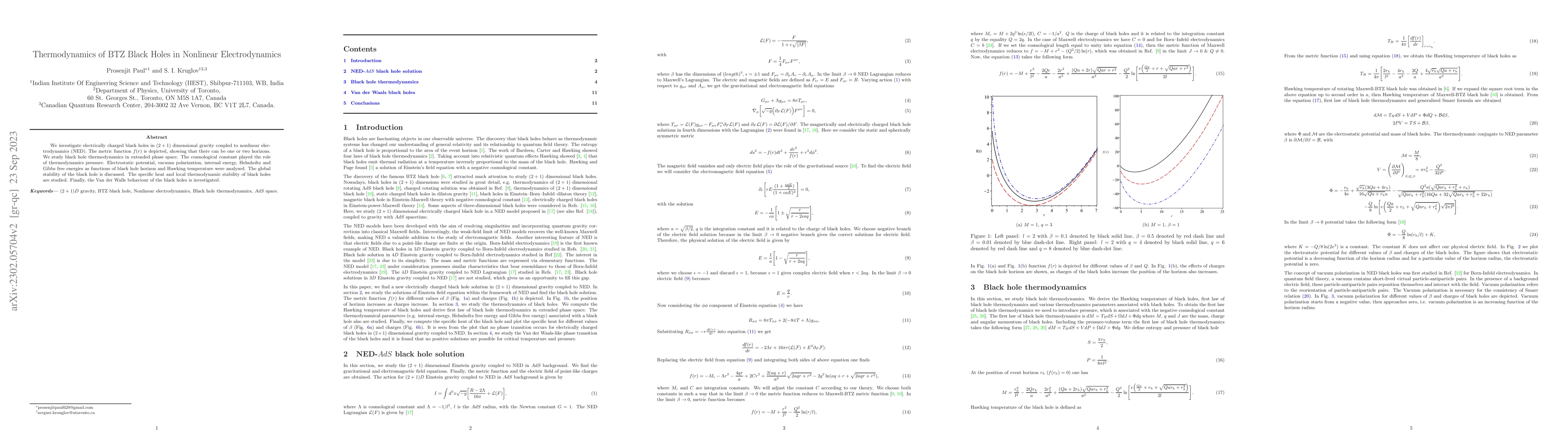 Thumbnail for Thermodynamics of BTZ Black Holes in Nonlinear Electrodynamics