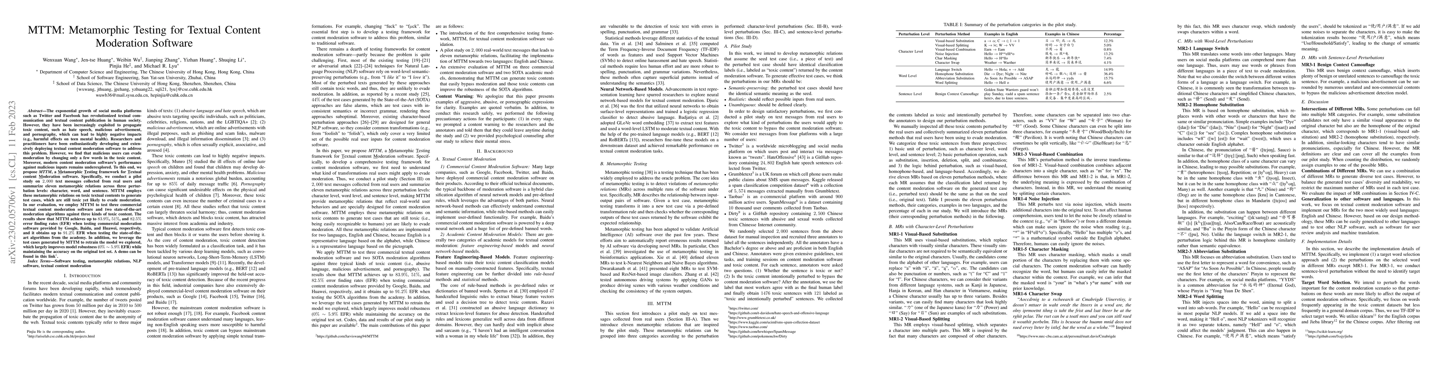 Thumbnail for MTTM: Metamorphic Testing for Textual Content Moderation Software