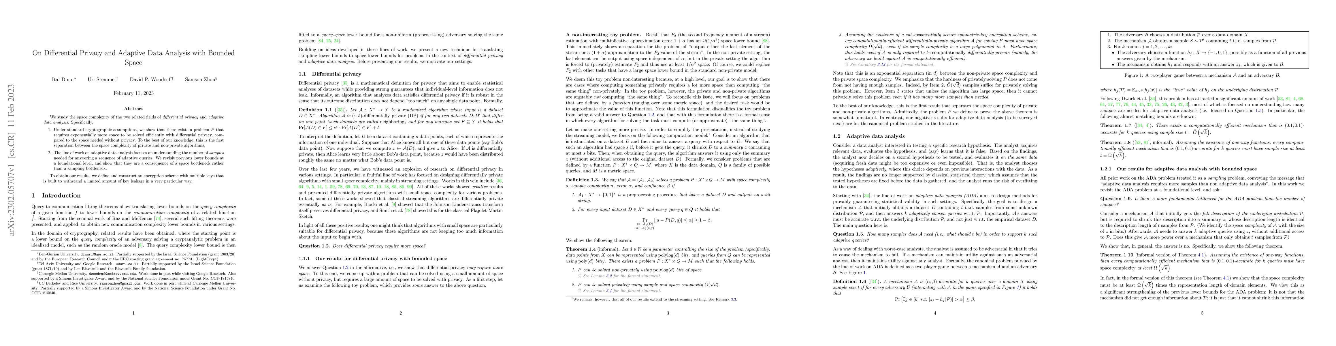 Thumbnail for On Differential Privacy and Adaptive Data Analysis with Bounded Space