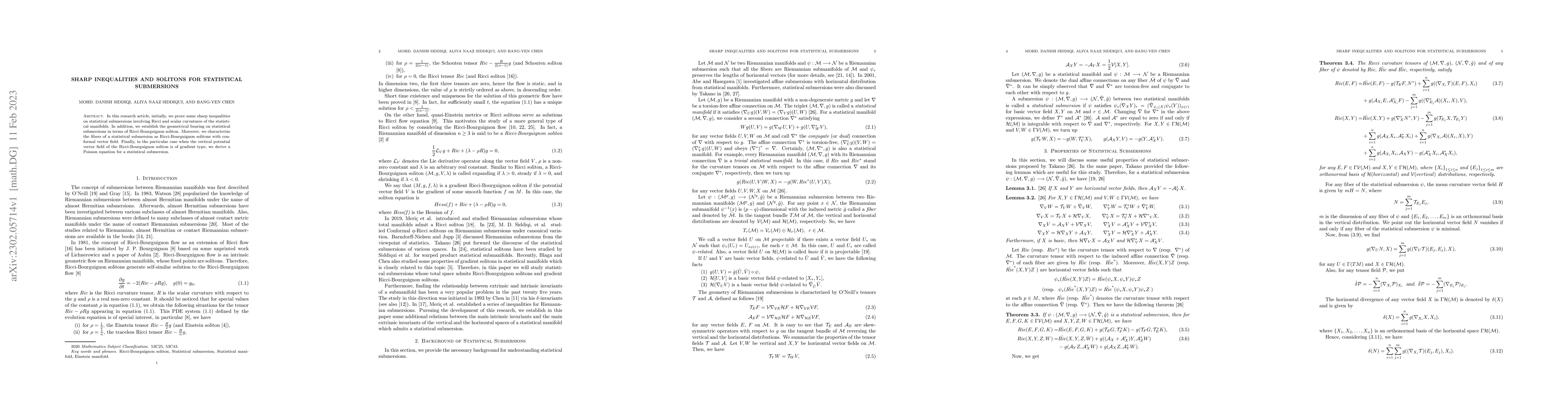 Thumbnail for Sharp inequalities and solitons for statistical submersions