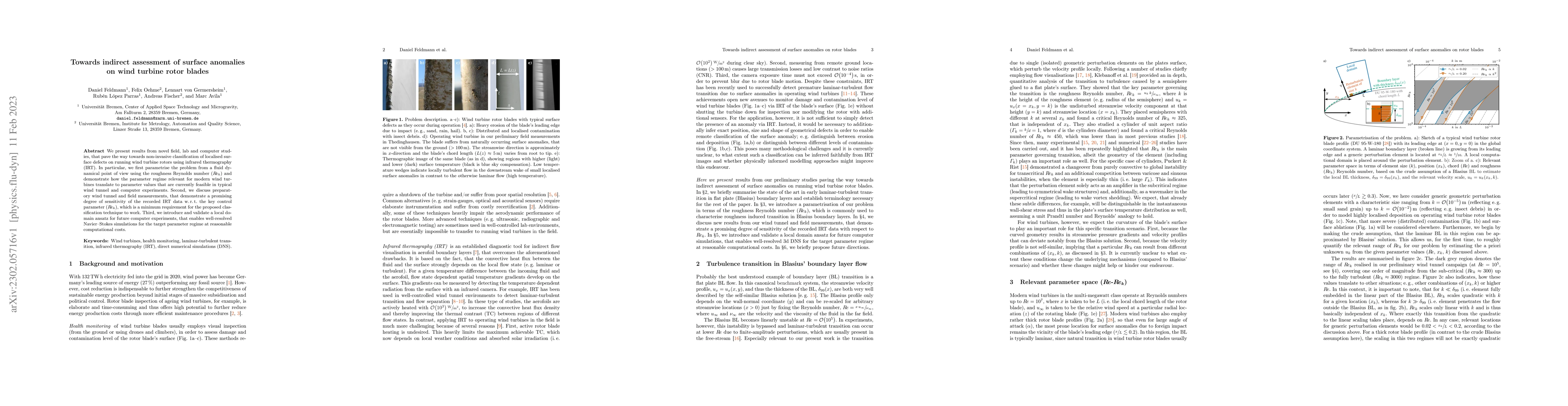 Thumbnail for Towards indirect assessment of surface anomalies on wind turbine rotor
  blades
