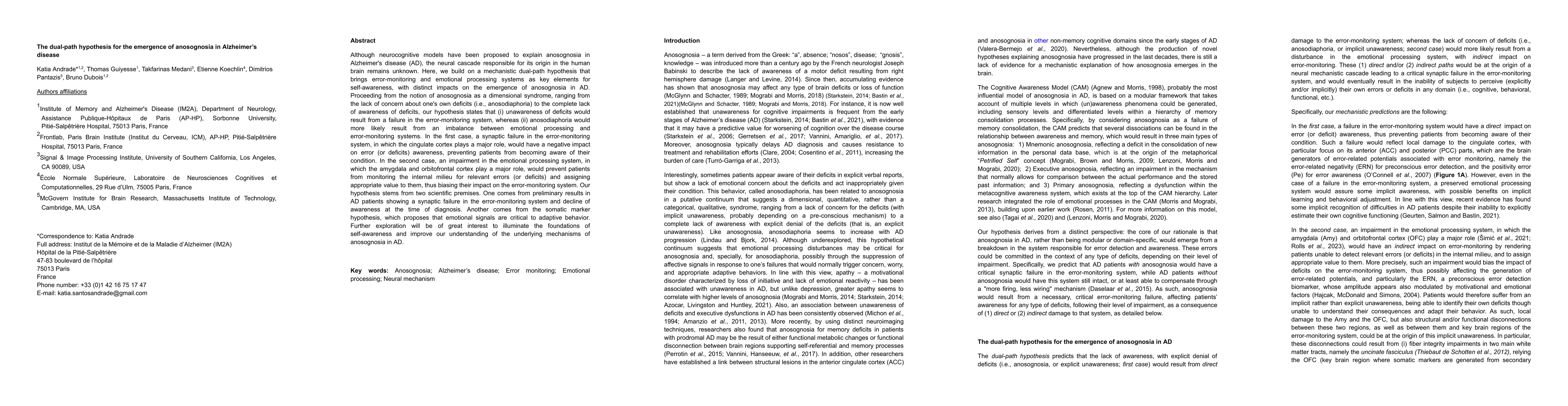 Thumbnail for The dual-path hypothesis for the emergence of anosognosia in Alzheimer's
  disease
