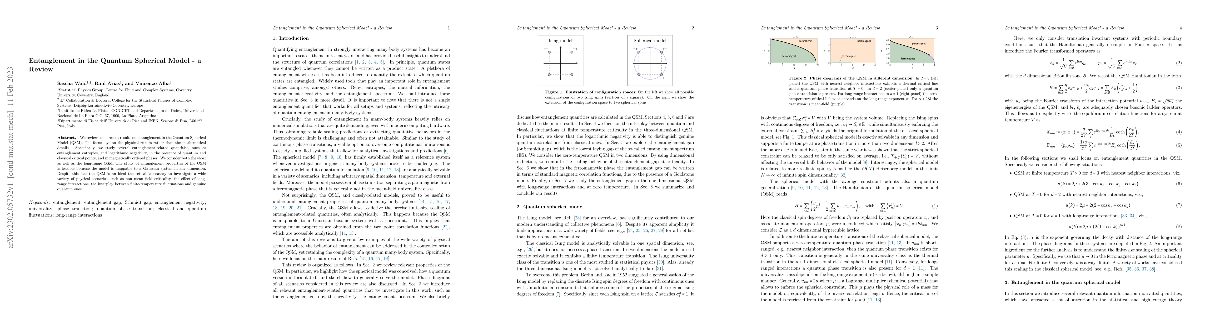 Thumbnail for Entanglement in the Quantum Spherical Model -- a Review