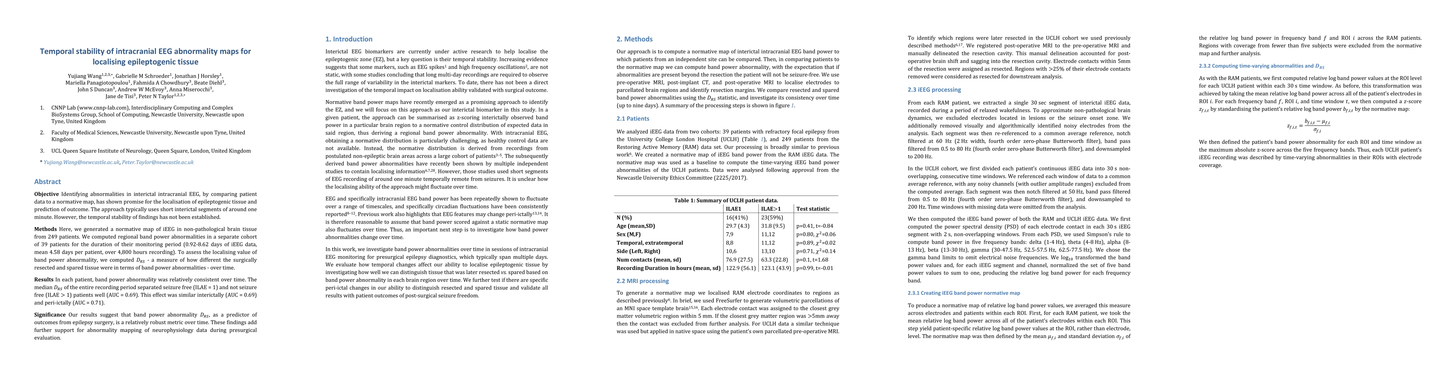 Thumbnail for Temporal stability of intracranial EEG abnormality maps for localising
  epileptogenic tissue