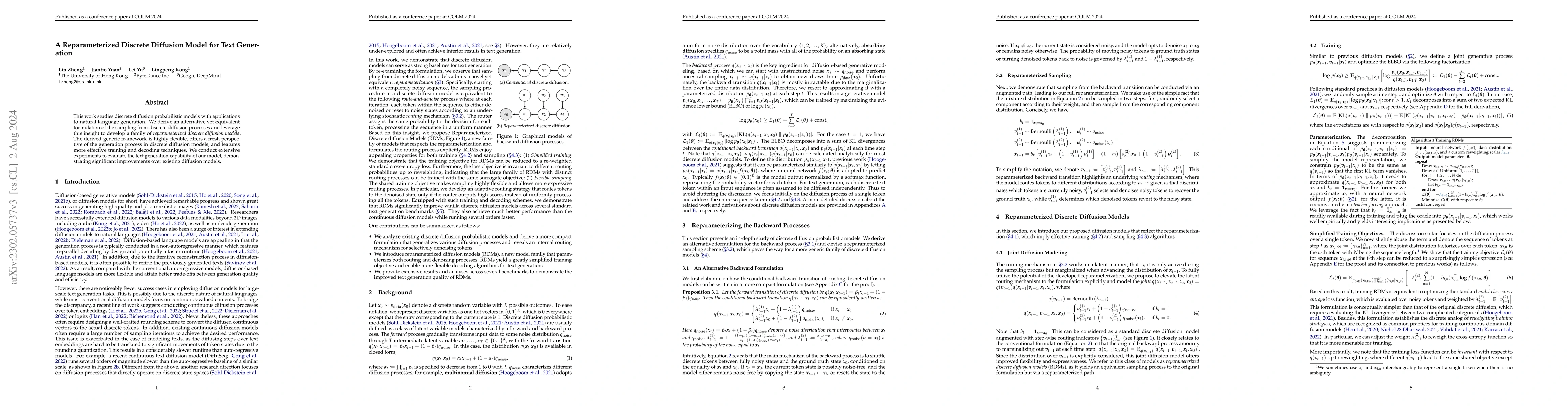 Thumbnail for A Reparameterized Discrete Diffusion Model for Text Generation